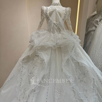 Jancember DW0118 Robes de mariée civiles brillantes à manches longues avec strass