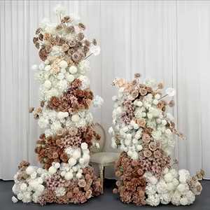 Rangée de fleurs artificielles rose, cerisier, hortensia pour toile de fond de mariage, décoration de scène et ornement de sol - Product Image 2