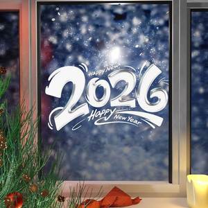 Pegatinas de Pared de Bienvenida para el Año Nuevo 2026, Decoración de Vidrio Visible por Ambos Lados para Tiendas, Salas de Estar y Festivales - Product Image 4
