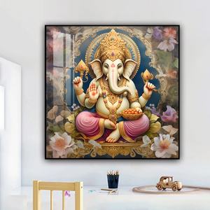 Decoración del Hogar Personalizada al por Mayor con Impresión de Alta Definición, Cuadro de Porcelana de Cristal Cuadrado con Elefante Abstracto, Marco LED - Product Image 6