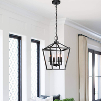 Lampe suspendue en fer noir de style industriel américain pour salle à manger, chambre à coucher