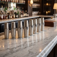 Shaker Boston en acier inoxydable au design unique RTS avec motif gravé, shaker à cocktails en métal pour utilisation au bar