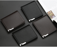 Baellerry Klasik PU Kulit Pendek Dompet untuk Pria, Pria Besi Logam Edge Kartu Case Pemegang