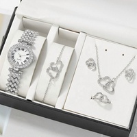 Ensemble de cinq montres et bracelets de luxe pour femme, montre à quartz tendance, accessoire de bijouterie élégant en verre