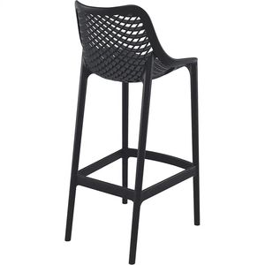 Taburete de Bar Moderno de Plástico con Respaldo de Malla de Diamantes y Altura Fija para Barra de Cocina o Cafetería - Product Image 4