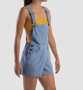 Short Mid Waist <b>Light</b> Wash Denim Casual Streetwear Overalls with Belt - Product Image 2