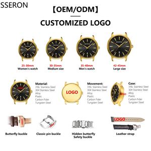 Montres à quartz pour femmes en acier inoxydable ultra or rose, bracelet en cuir de 20 mm, logo personnalisé, montre de luxe pour femme, pour les achats en ligne - Product Image 4