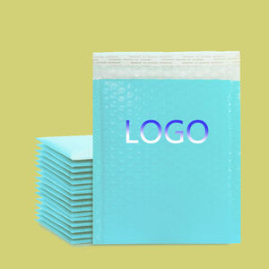 Pochette d'expédition en polybulle bleu ciel 13x18+4CM, épaisse, biodégradable, imperméable, avec logo personnalisé, pour emballage express de cosmétiques - Product Image 1