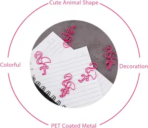 Grampos de papel em forma de flamingo rosa, clipes de marcadores em forma de animal fofos para escritório, escola e casa