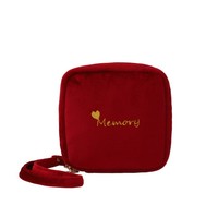 Mini femmes velours côtelé tissu cosmétique sac velours cosmétique sac maquillage pochette avec logo