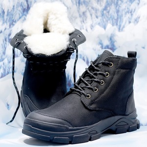 Snow <b>Boots</b> Black Solid Color Mid Heel Waterproof Fleece Lined Non Slip Outdoor Winter Unisex Adult - Product Image 1