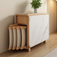 Petite Table à Manger Moderne Multifonctionnelle en Bois Massif, Design Pliant Télescopique Extensible, Rangement Pratique et Gratuit