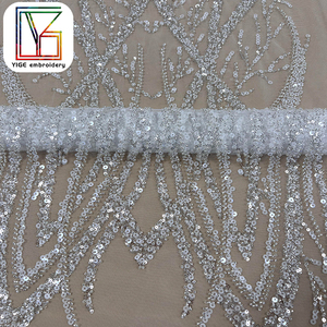 Thiết Kế Mới Sequins Và Đính Cườm Ren Lưới Vải Đám Cưới Sang Trọng Cô Dâu Nặng Sequin Tulle Ren Vải Cho Váy Phụ Nữ - Product Image 5