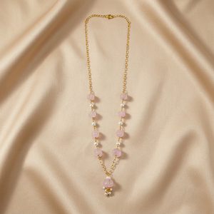 Collier personnalisé plaqué rhodium avec perles de quartz rose et perles de culture d'eau douce, style Y, pour femme, bijou de luxe, cadeau de mariée - Product Image 6