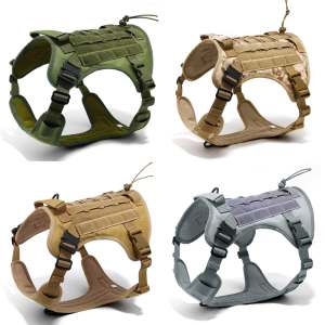 Set di Imbracature Tattiche di Lusso per <span class=keywords><strong>Cani</strong></span>, Imbottite e Riflettenti, in Neoprene e Poliestere con Fibbia per Cintura di Sicurezza, per <span class=keywords><strong>Cani</strong></span> di Servizio Professionali - Product Image 1