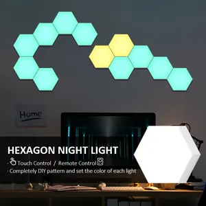 현대 사용자 정의 diy 아트 데코 호텔 침실 머리맡 led 매달려 벽 램프 실내 rgb 육각 룸 벽 마운트 램프 홈 조명