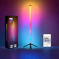 Lámpara de Pie LED RGB 3000K, Lámpara de Pie Inteligente con Control Remoto por Aplicación Bluetooth, Sincronización de Música, Más de 300 Efectos