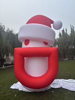 Bonhomme de neige gonflable géant d'extérieur avec chapeau et barbe de Père Noël, personnage gonflable de Noël personnalisé pour la décoration des centres commerciaux et des jardins en période des fêtes