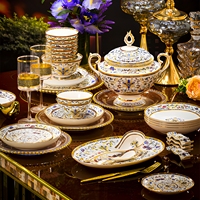 Service de Table Haut de Gamme en Porcelaine Fine – Collection Luxe Léger – Nouveau Style Chinois – Bols et Assiettes en Céramique Gravés avec Émail Cloisonné