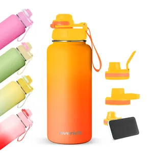 Travel metal flask sports hot vacuum waterbottle manufacturer in bulk 32oz stainless steel water bottle with straw custom logo