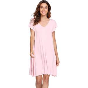 Chemise de nuit en viscose de bambou pour femme, manches courtes, douce, rafraîchissante, grandes tailles S-4X, vente en gros - Product Image 1
