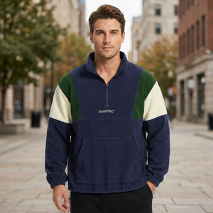Sweat-shirt unisexe à capuche et col zippé, color block, 100 % coton, doux, chaud, coupe classique, décontracté, pour l'extérieur, séchage rapide, idéal pour l'automne - Product Image 6
