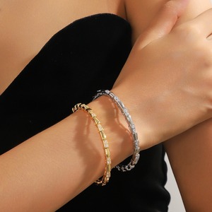 European American Trendy Snake Bracelet <b>Gold</b> Silver Copper Plated Zircon Crystal Jewelry for Women Gift Fall 2024 - Product Image 1