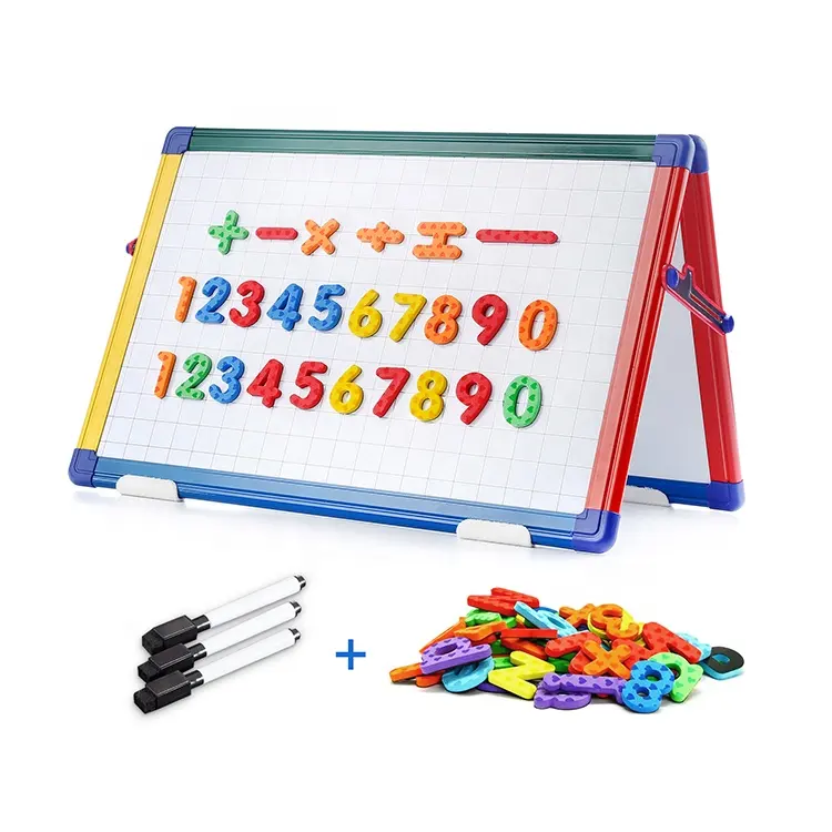 Kleine Whiteboard Tischplatte trocken löschen magnetische weiße Tafel stehen tragbare doppelseitige faltbare Desktop Whiteboard Staffelei für Kinder