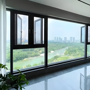 Modern özelleştirilmiş yatay çift cam paslanmaz çelik sürgülü pencere salıncak açık oturma odası için üretilen alüminyum alaşım - Product Image 1