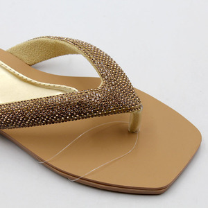 Chaussures personnalisées pour dames pantoufles plates et décontractées à la mode avec strass <span class=keywords><strong>sandales</strong></span> de plage pour femmes <span class=keywords><strong>sandales</strong></span> <span class=keywords><strong>Oran</strong></span> pantoufle à lanières décontractées pour l'extérieur - Product Image 4