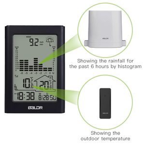Pluviomètre <span class=keywords><strong>BALDR</strong></span> <span class=keywords><strong>Station</strong></span> météo Moniteur de pluviométrie Jardin Pluviomètre Capteur de température intérieur/extérieur - Product Image 4