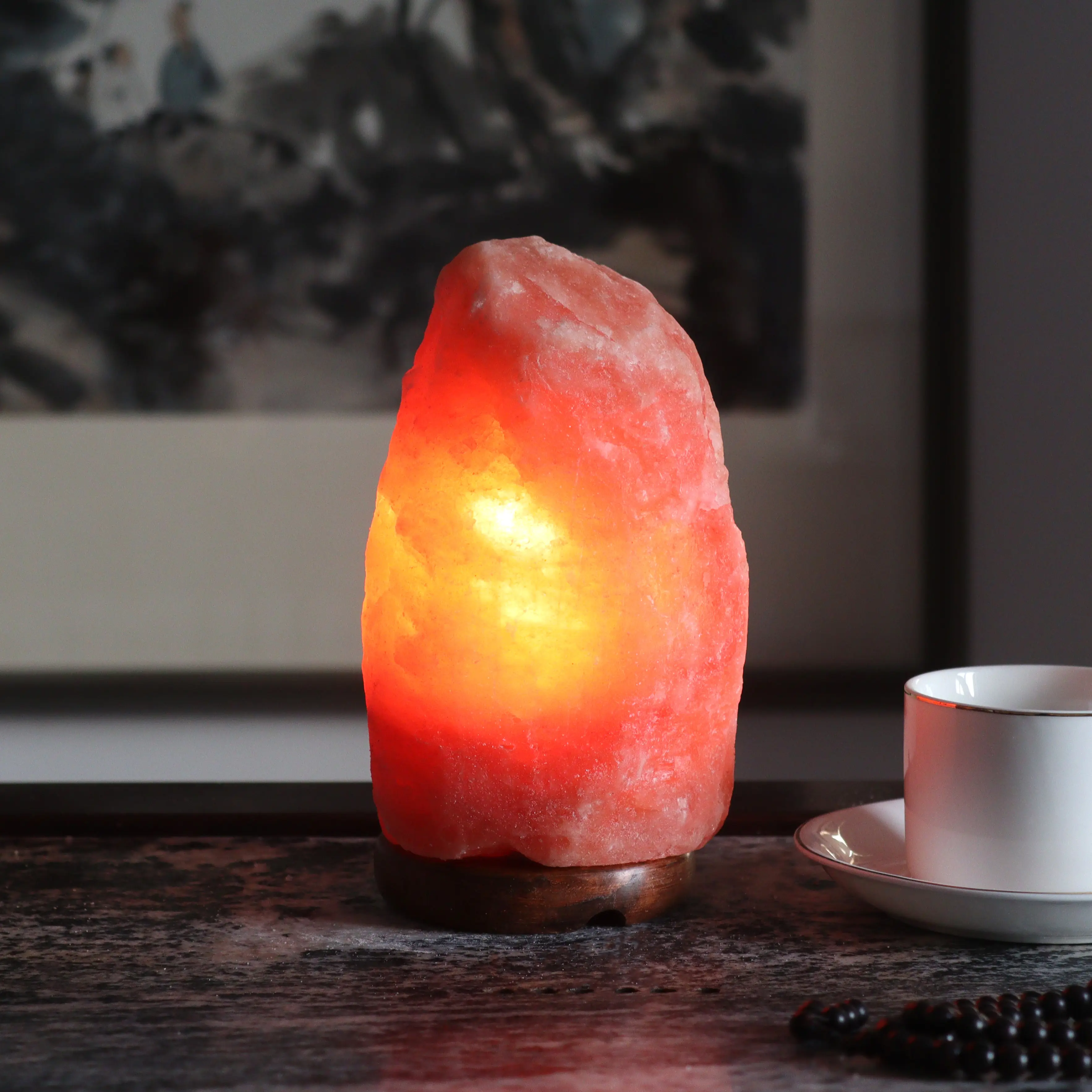 Home Decor Purified Air Customizable Solid Wood Base DROPSHIPPING Himalayan Salt Stone Lamp For Sale