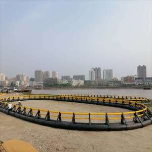 C90m HDPE Offshore <b>Fish</b> Cage System Anti Current <b>Floating</b> Oval Aquaculture Cage Anti-Wave Level 12 Yellow Black for Marine Farm - Product Image 1