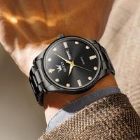 OLEVS jam tangan kuarsa asli pria dan wanita, arloji pasangan romantis tanggal tahan air Stainless Steel mewah 3621