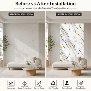 Panneau mural brillant en PVC imitation marbre 1220x2440mm, plaque UV, imperméable, ignifuge B1, revêtement intérieur pour projets hôteliers - Product Image 6