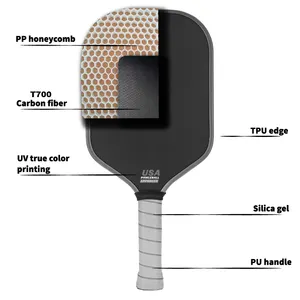 Offre Spéciale T700 rangée friction rugueuse personnalisé bord gris en fibre de carbone joola pickleball pagaie pour les sports de porte