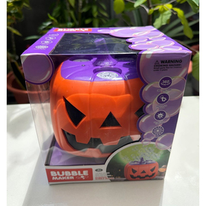 Machine à bulles citrouille 360 degrés anti-fuite, bulles citrouille automatiques à un clic, jouet Jack O'Lantern qui souffle des bulles lumineuses violettes - Product Image 6