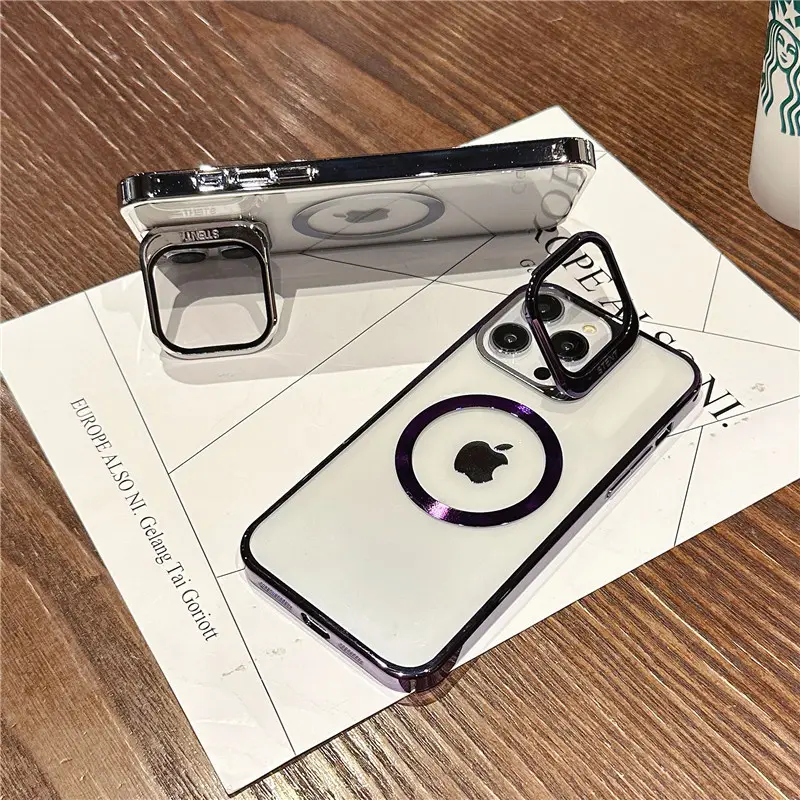 for iphone case luxury phone accessories for iPhone 14 13 12 wireless charging lens kickstand phone case for iPhone 14 pro