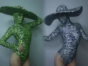 GreerBlack Body skinny extensible à motif de zèbre noir pour femmes Jazz Stage Ballroom Nightclub Dance Outfit Big Performance Wear - Product Image 4