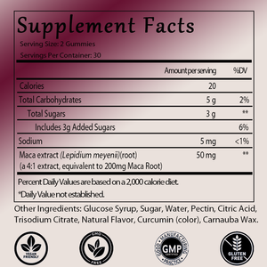 Gomitas de Raíz de Maca OEM/ODM, Gran Venta, Favorecen el Rendimiento y la Energía, Equilibrio Hormonal para Mujeres y Hombres, 60 Gomitas - Product Image 2