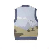 Personnalisé Jacquard Nervure Tricot Logo Nouvelle Mode Coton Noir Pull Gilet Hommes