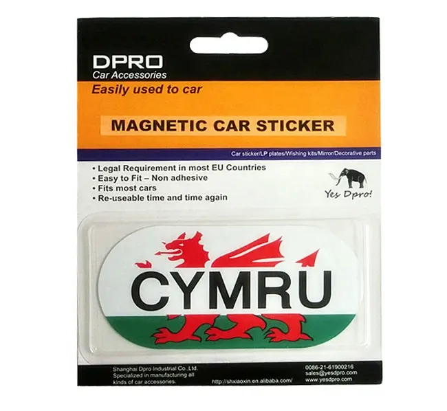 Small Magnetic WALES CYMRU Car Sticker For Driving Abroad Car Decal