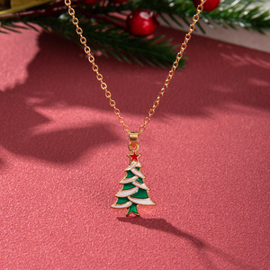 Christmas Pendant <b>Necklace</b> Zinc Alloy Santa Claus Reindeer Christmas <b>Tree</b> Gift Jewelry For Women Holiday Fashion Accessory - Product Image 4