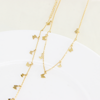 Vente en gros de collier et bracelet en acier inoxydable plaqué or 14 carats, chaîne papillon, pendentif, bijoux tendance pour femmes, hypoallergénique