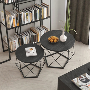 Prezzo all'ingrosso robusto lusso semplice rimovibile rotondo moderno in metallo & in legno tavolino da caffè per soggiorno camera da letto balcone - Product Image 5