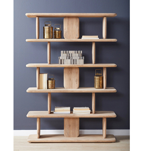 Nordic Interior Modern Against the Wall Display Shelf Home Library Corner Black <b>Solid</b> <b>Wooden</b> Bookshelf - Product Image 4