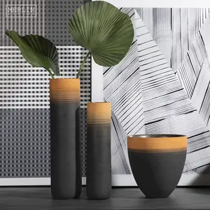 Vozmerlin — vase en céramique fait à la main, ensemble de décoration moderne, grand et noir, pot en porcelaine pour vase de fleurs