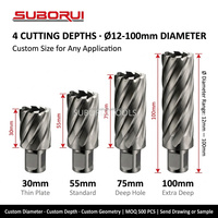 SUBORUI Broca anular de carburo de tungsteno TCT de alta resistencia de 50 mm de profundidad, cortador HSS para taladro magnético, corte de rieles de acero