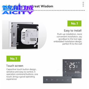 เทอร์โมสตัทอัจฉริยะดีไซน์ใหม่ปี 2022 หน้าจอ IPS ระบบปฏิบัติการ Linux ตัวเครื่องพลาสติก สำหรับโรงแรม บาร์ ควบคุมผ่านแอป Tuya รองรับ Wi-Fi ใช้กับพัดลมคอยล์ยูนิตเครื่องปรับอากาศ - Product Image 5