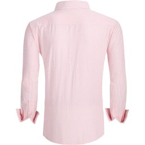Camisa de Vestir Personalizada para Hombre, a Rayas Rosas, de Popelina de Algodón, Antiarrugas, Corte Casual de Negocios, Talla M - Product Image 2